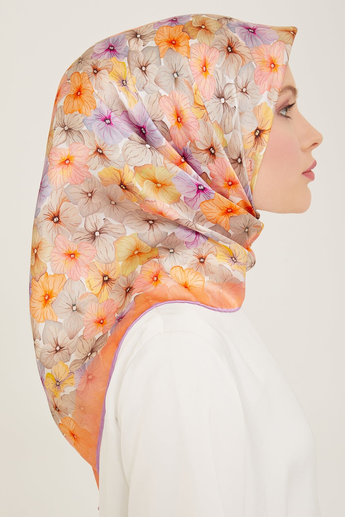 Armine Hydrangea Print Silk Scarf #35 Silk Hijabs,Armine Armine 