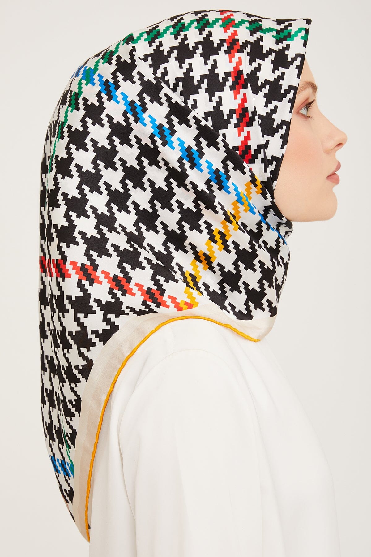Armine HoundsTooth Square Silk Scarf #1 Silk Hijabs,Armine Armine 