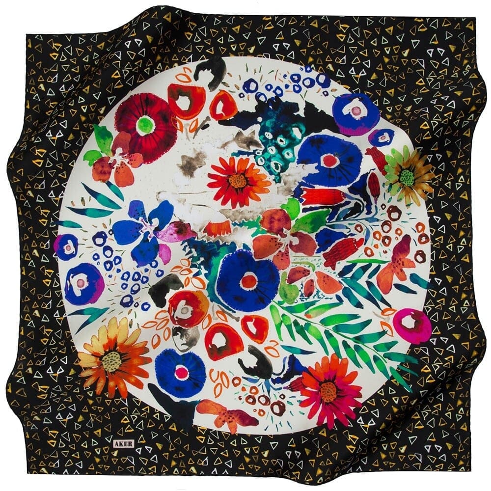 Aker Elsie Floral Silk Scarf No. 11 Aker,Silk Scarves Aker 