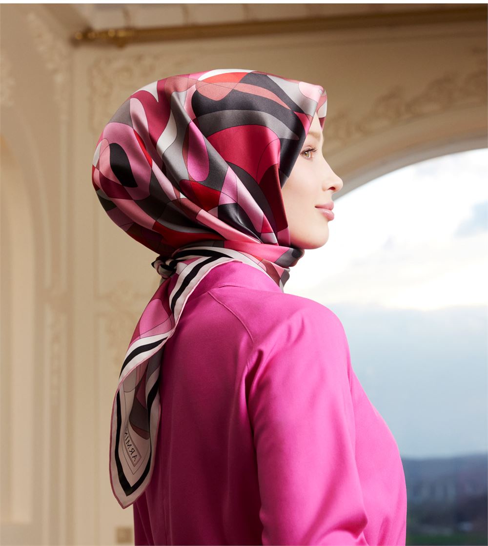 Armine Abstract Rose Silk Scarf #38 Silk Hijabs,Armine Armine 