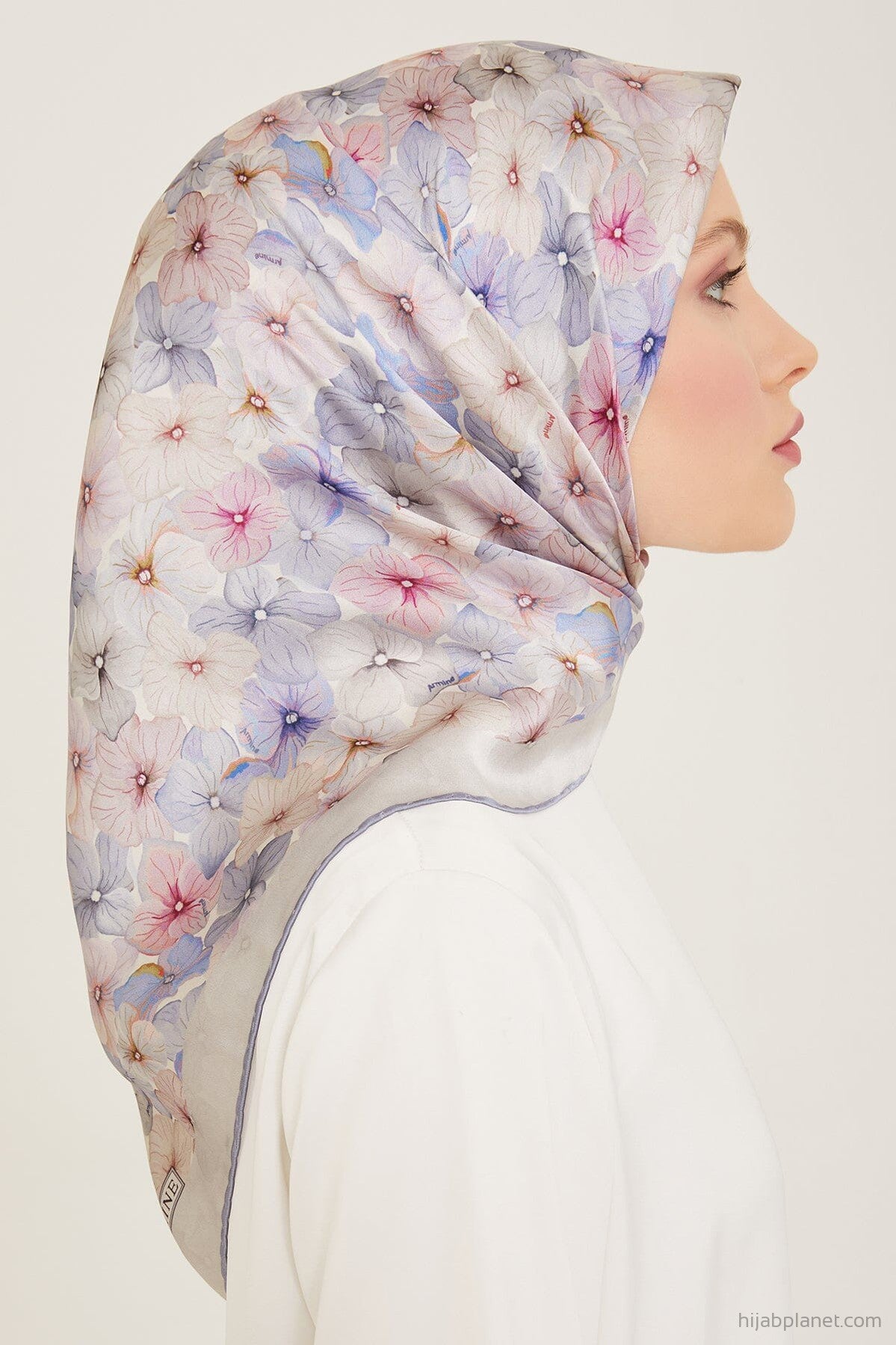 Armine Hydrangea Print Silk Scarf #21 Silk Hijabs,Armine Armine 