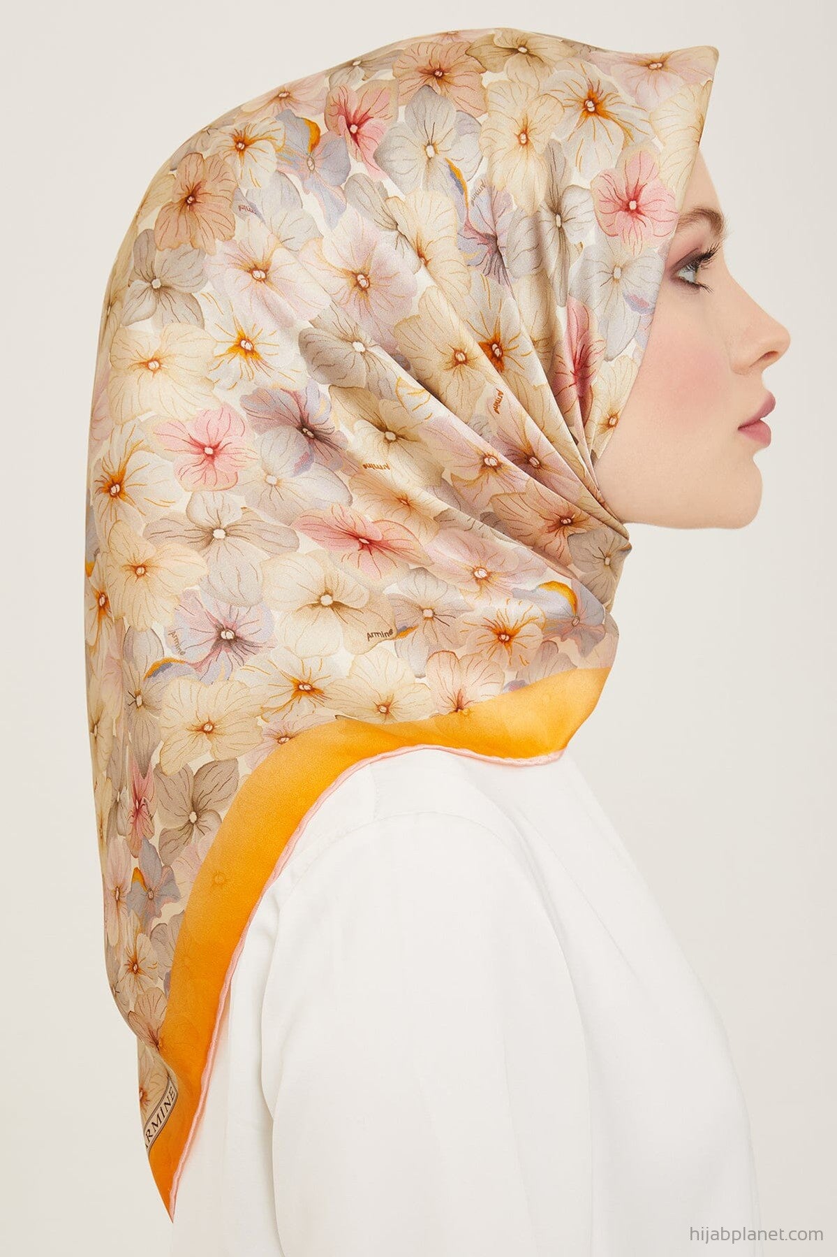 Armine Hydrangea Print Silk Scarf #22 Silk Hijabs,Armine Armine 
