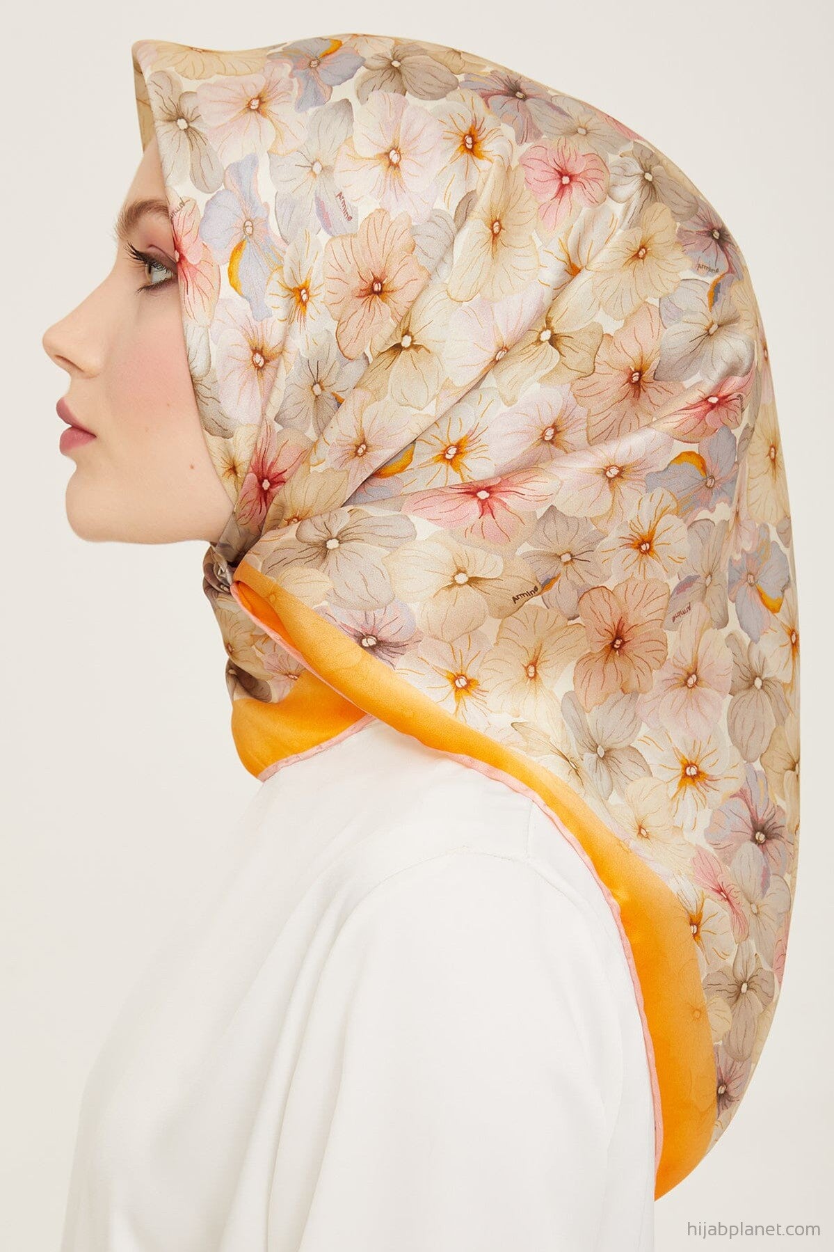 Armine Hydrangea Print Silk Scarf #22 Silk Hijabs,Armine Armine 