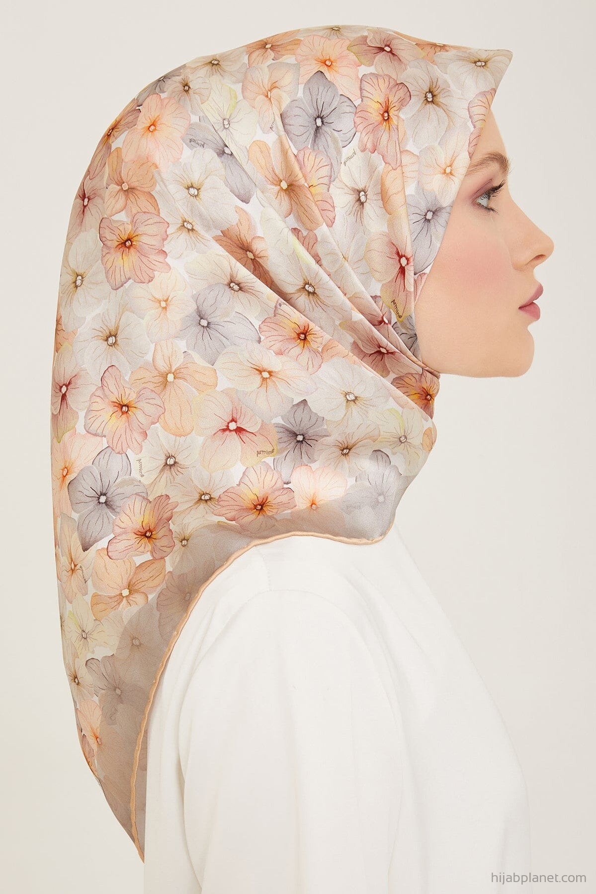 Armine Hydrangea Print Silk Scarf #33 Silk Hijabs,Armine Armine 