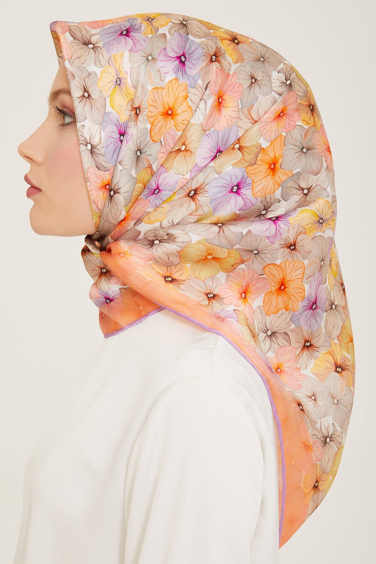Armine Hydrangea Print Silk Scarf #35 Silk Hijabs,Armine Armine 
