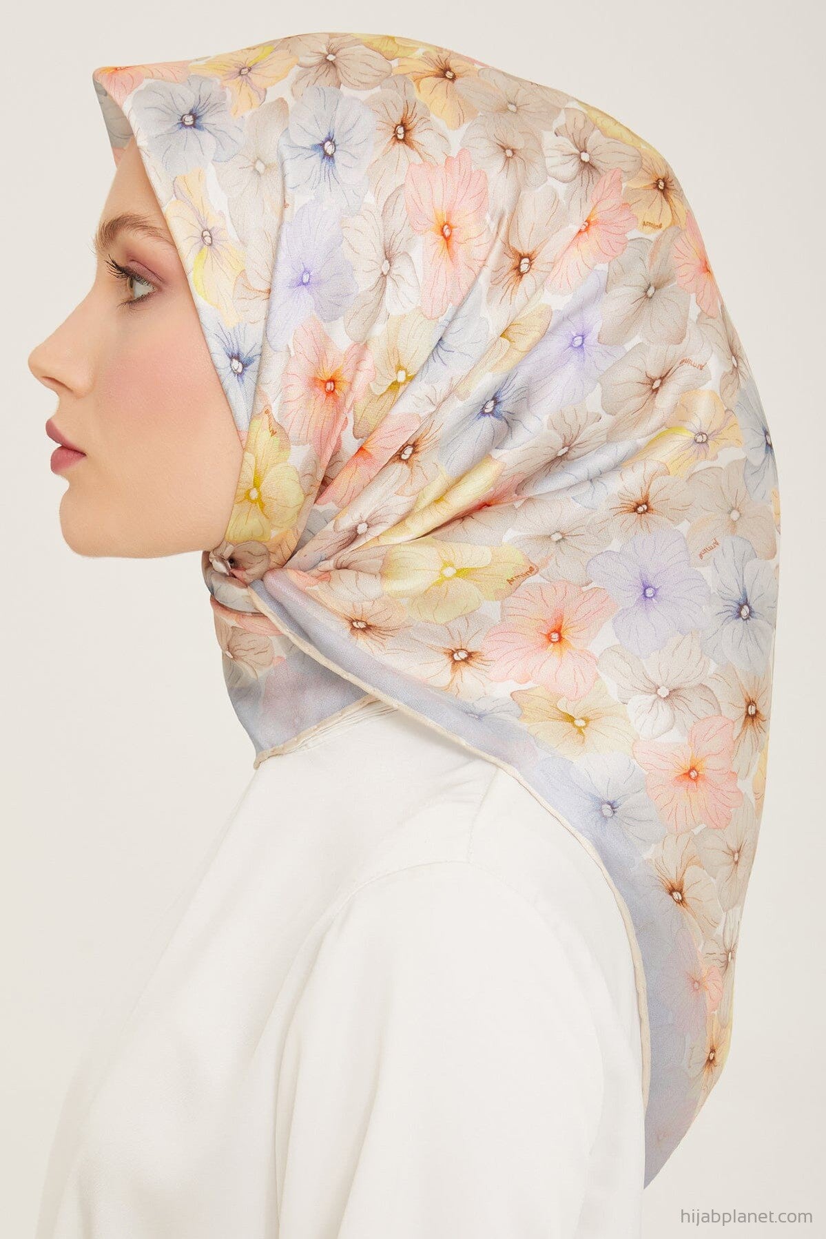 Armine Hydrangea Print Silk Scarf #36 Silk Hijabs,Armine Armine 