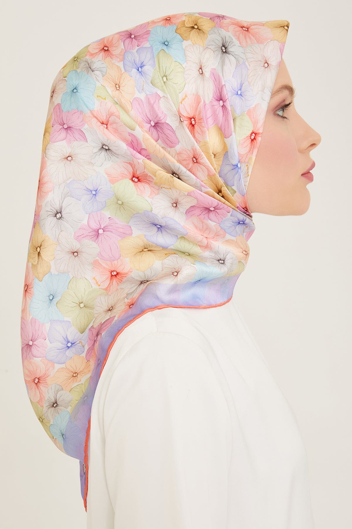 Armine Hydrangea Print Silk Scarf #52 Silk Hijabs,Armine Armine 