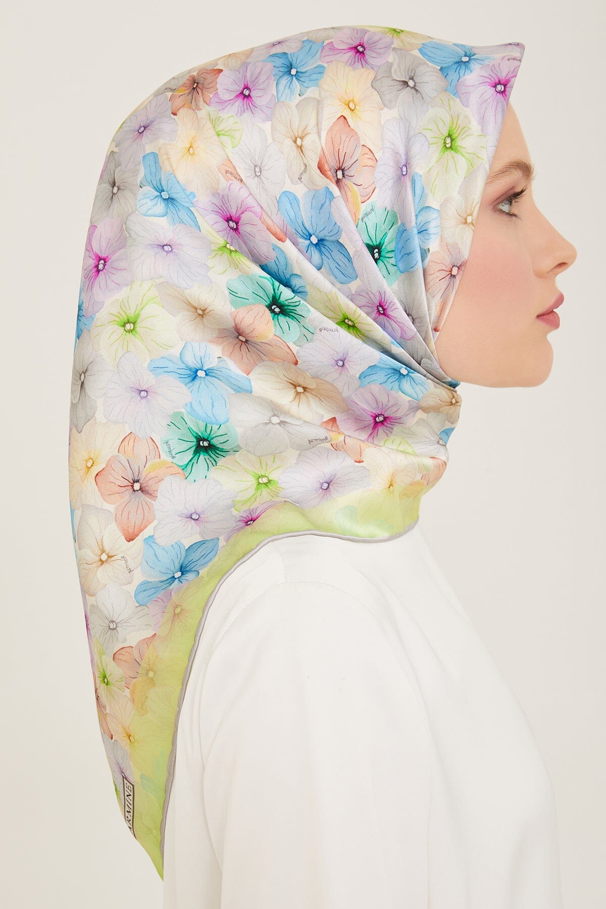 Armine Hydrangea Print Silk Scarf #82 Silk Hijabs,Armine Armine 