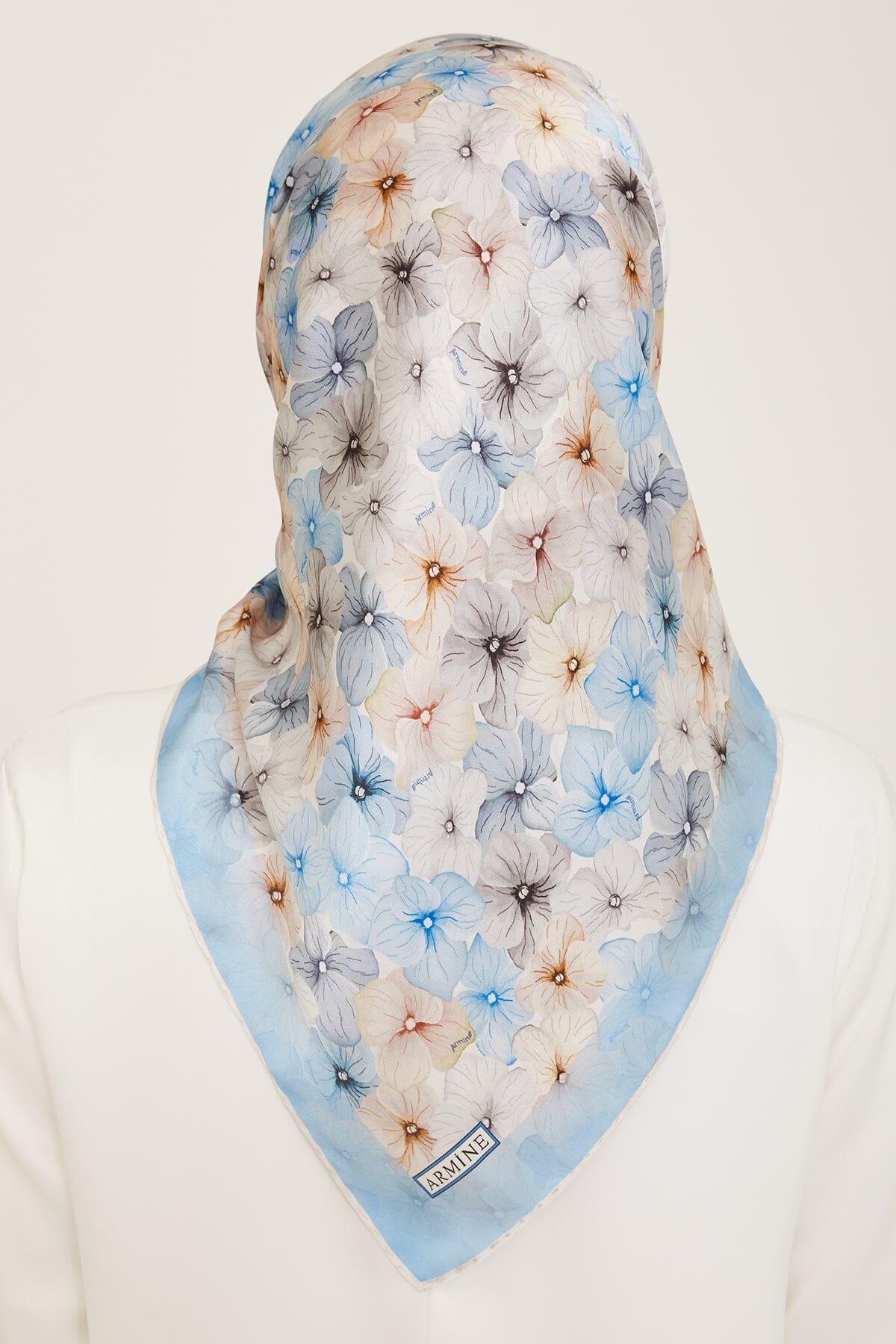 Armine Hydrangea Print Silk Scarf #83 Silk Hijabs,Armine Armine 