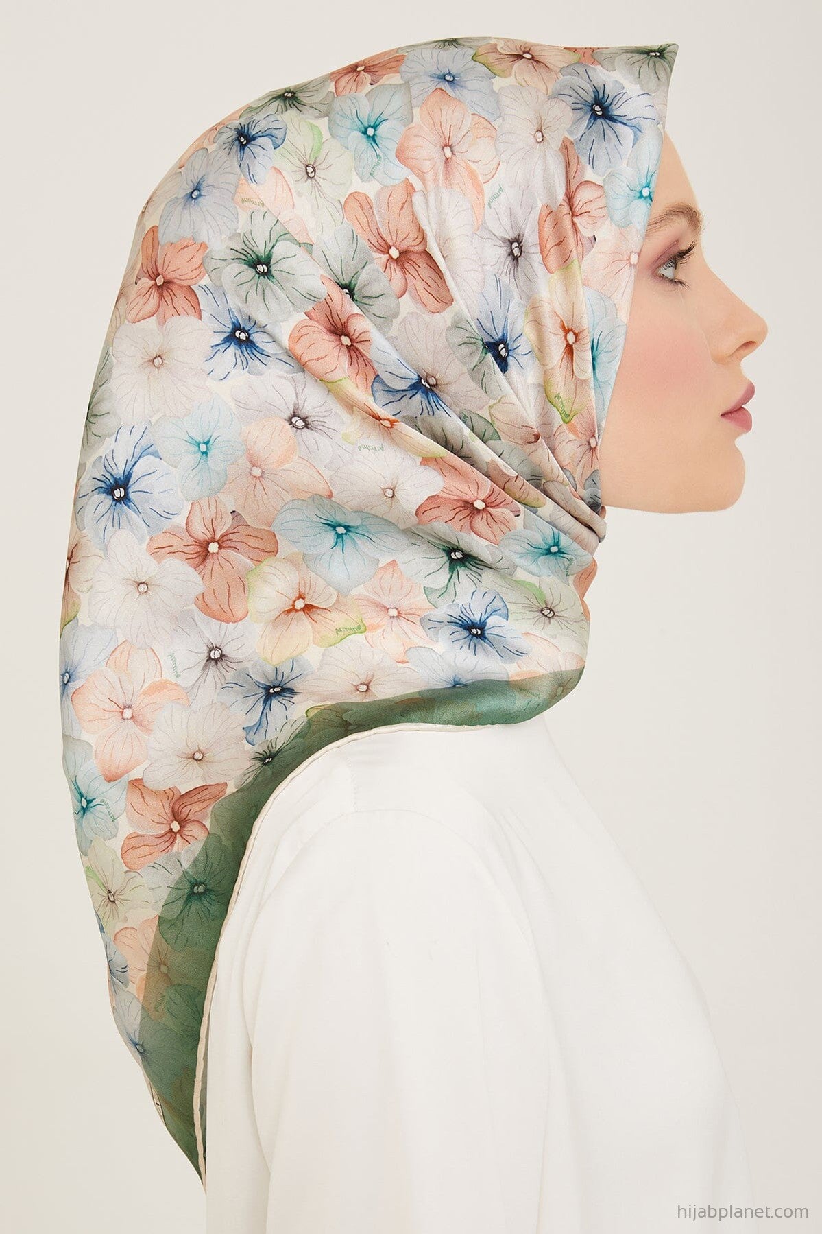 Armine Hydrangea Print Silk Scarf #84 Silk Hijabs,Armine Armine 