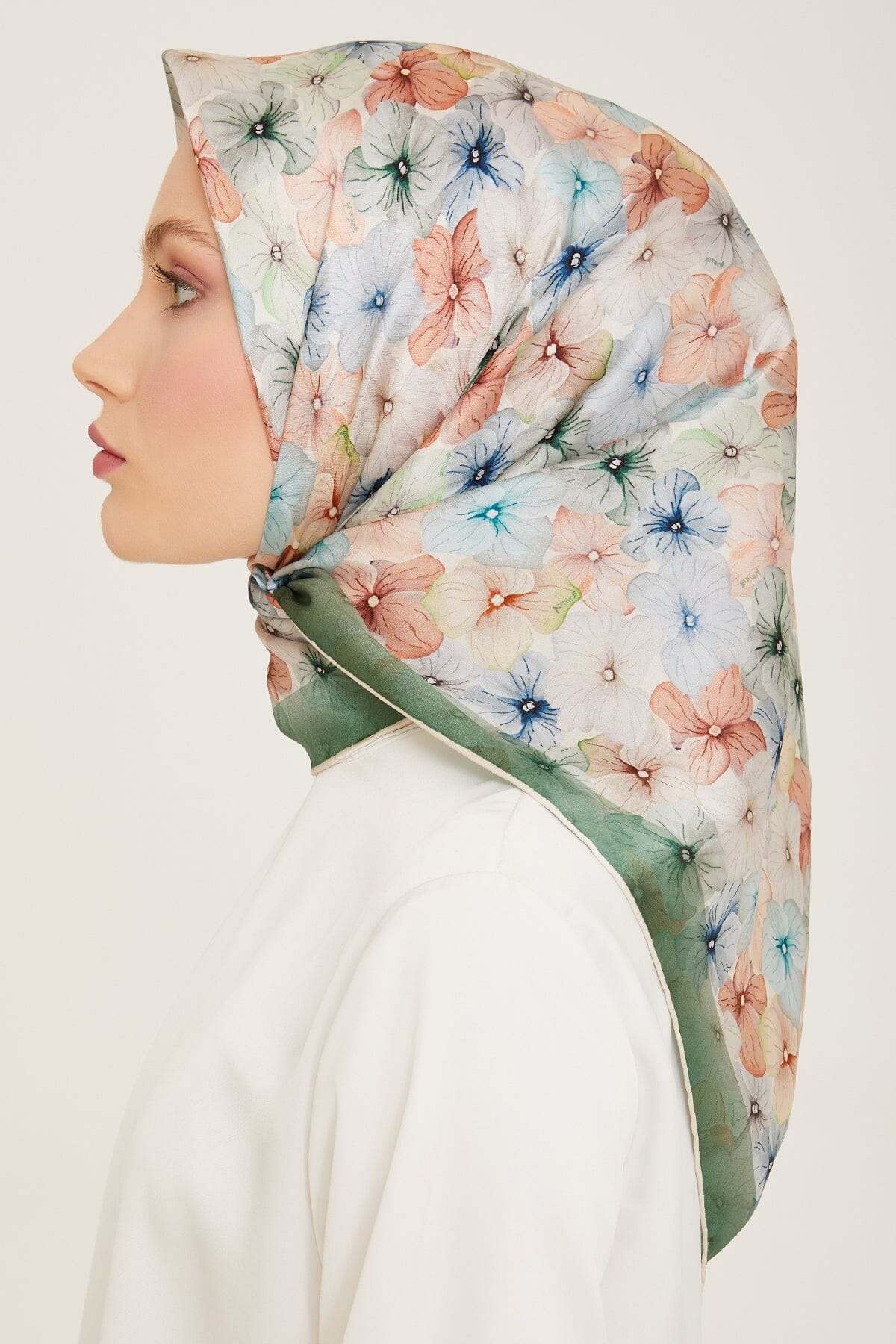 Armine Hydrangea Print Silk Scarf #84 Silk Hijabs,Armine Armine 