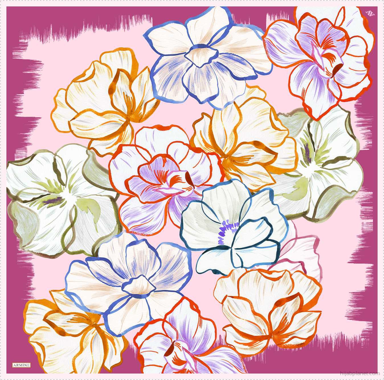 Armine Marley Floral Silk Scarf #33 Silk Hijabs,Armine Armine 
