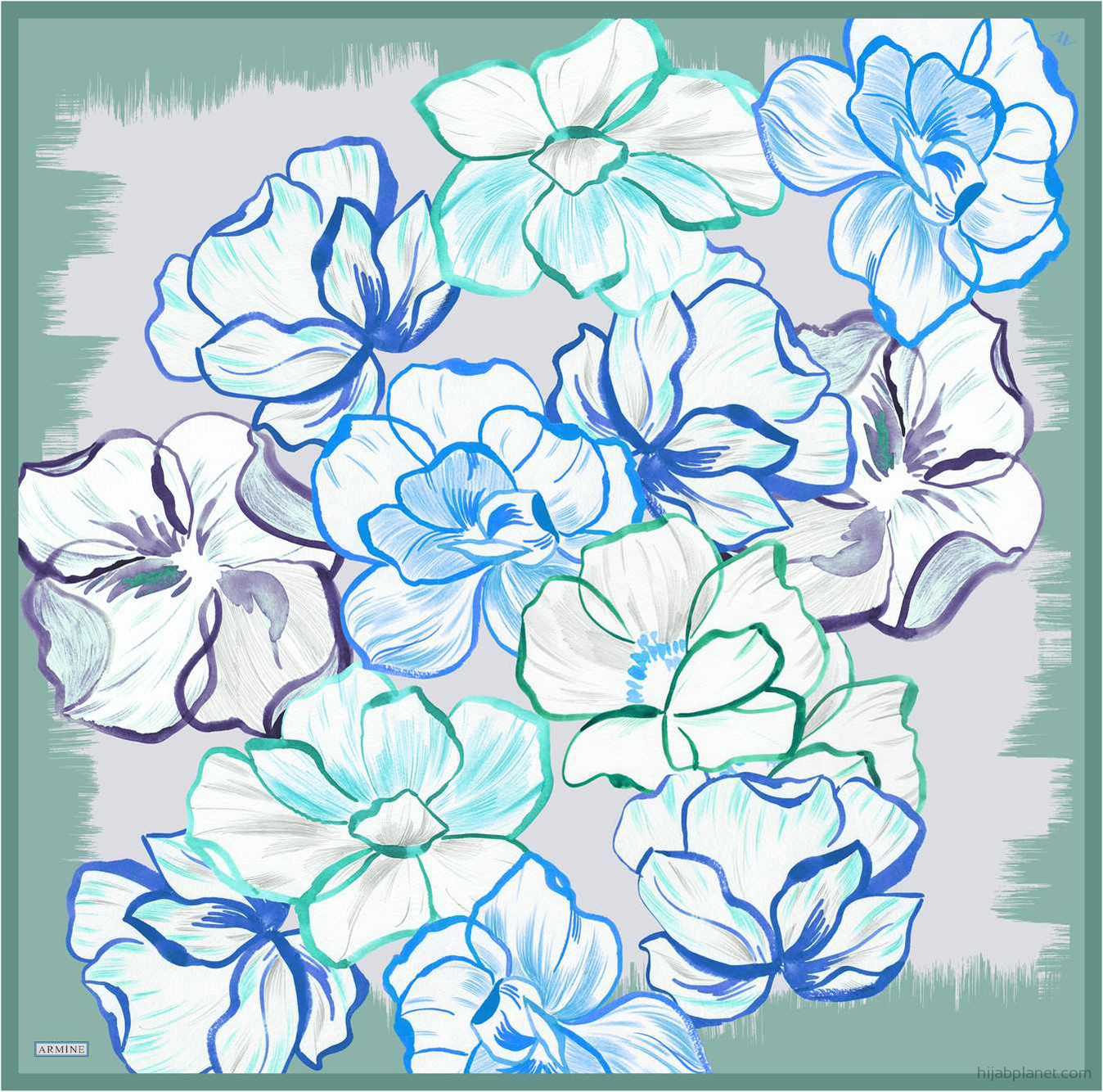 Armine Marley Floral Silk Scarf #53 Silk Hijabs,Armine Armine 