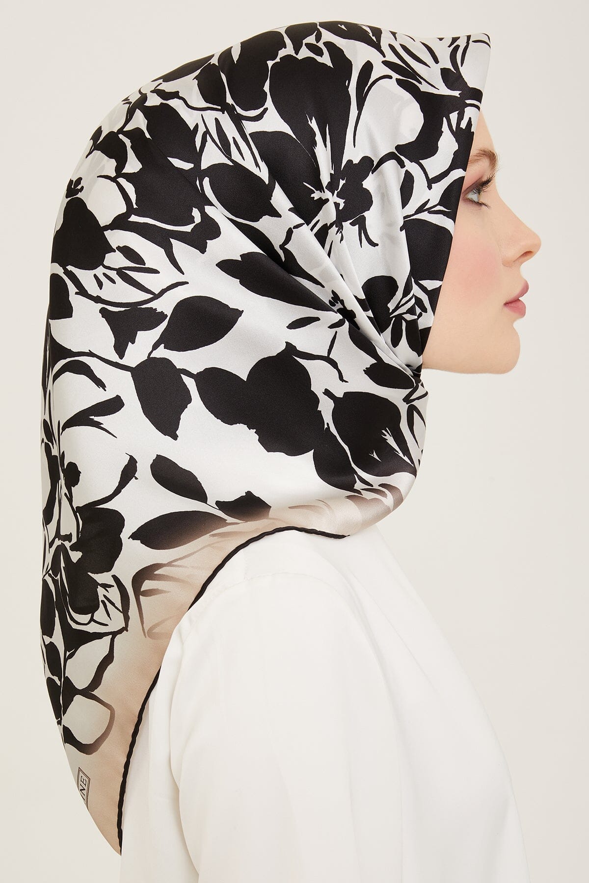 Armine Noir Floral Silk Scarf Silk Hijabs,Armine Armine 