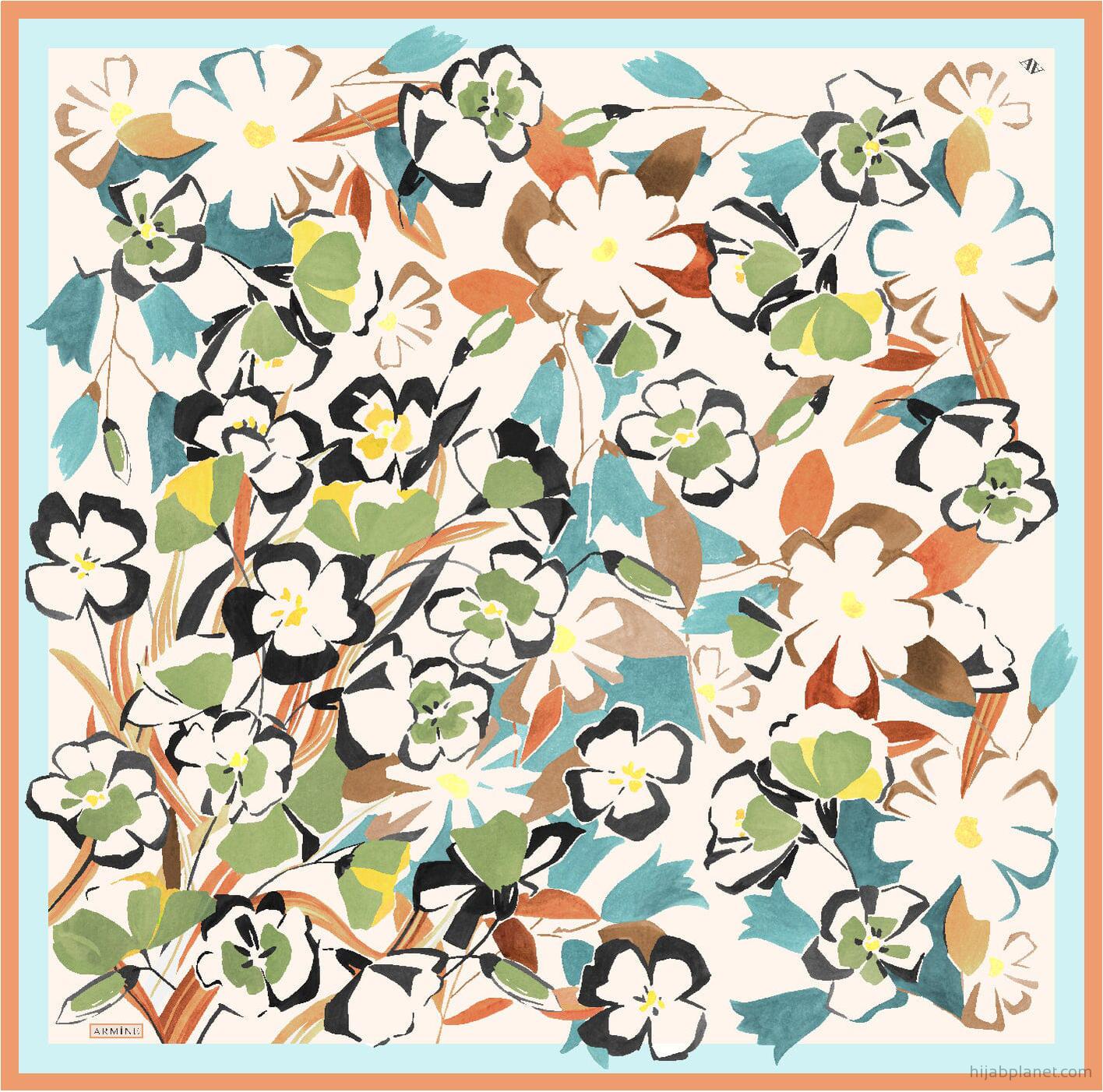 Armine Savannah Floral Silk Scarf #80 Silk Hijabs,Armine Armine 