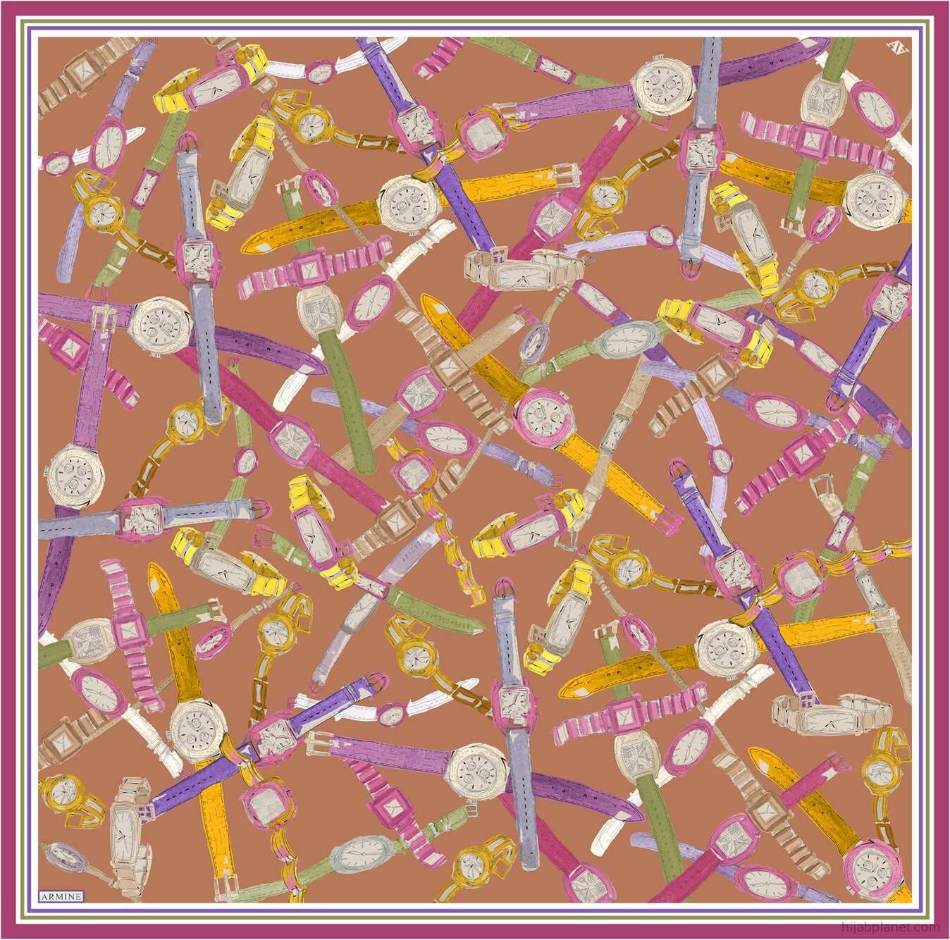 Armine Timepiece Classic Silk Scarf #4 Silk Hijabs,Armine Armine 