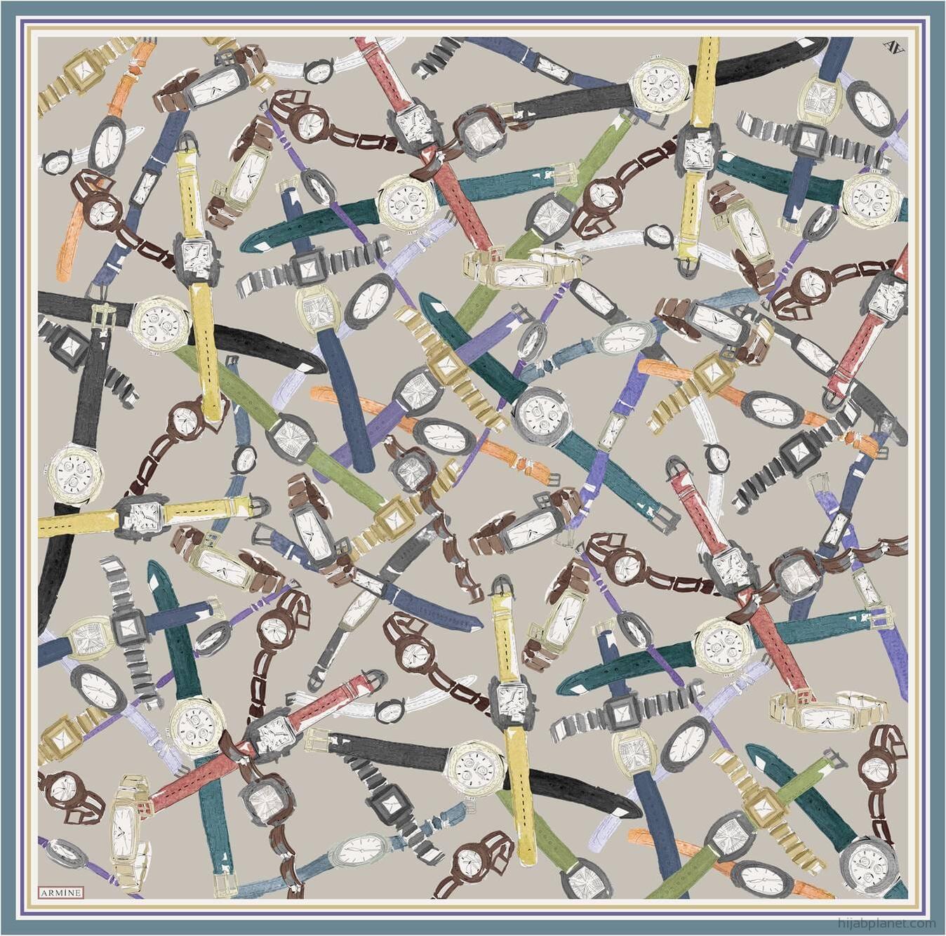 Armine Timepiece Classic Silk Scarf #80 Silk Hijabs,Armine Armine 