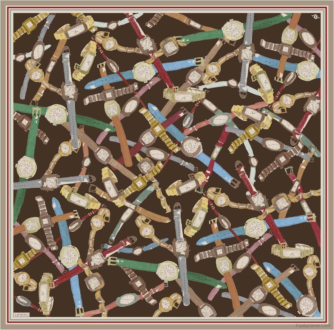 Armine Timepiece Classic Silk Scarf #85 Silk Hijabs,Armine Armine 