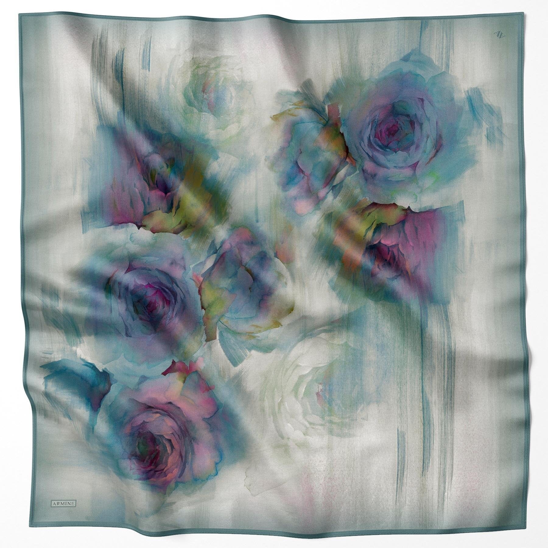 Armine Watercolor Floral Grace Silk Scarf #9 Silk Hijabs,Armine Armine 