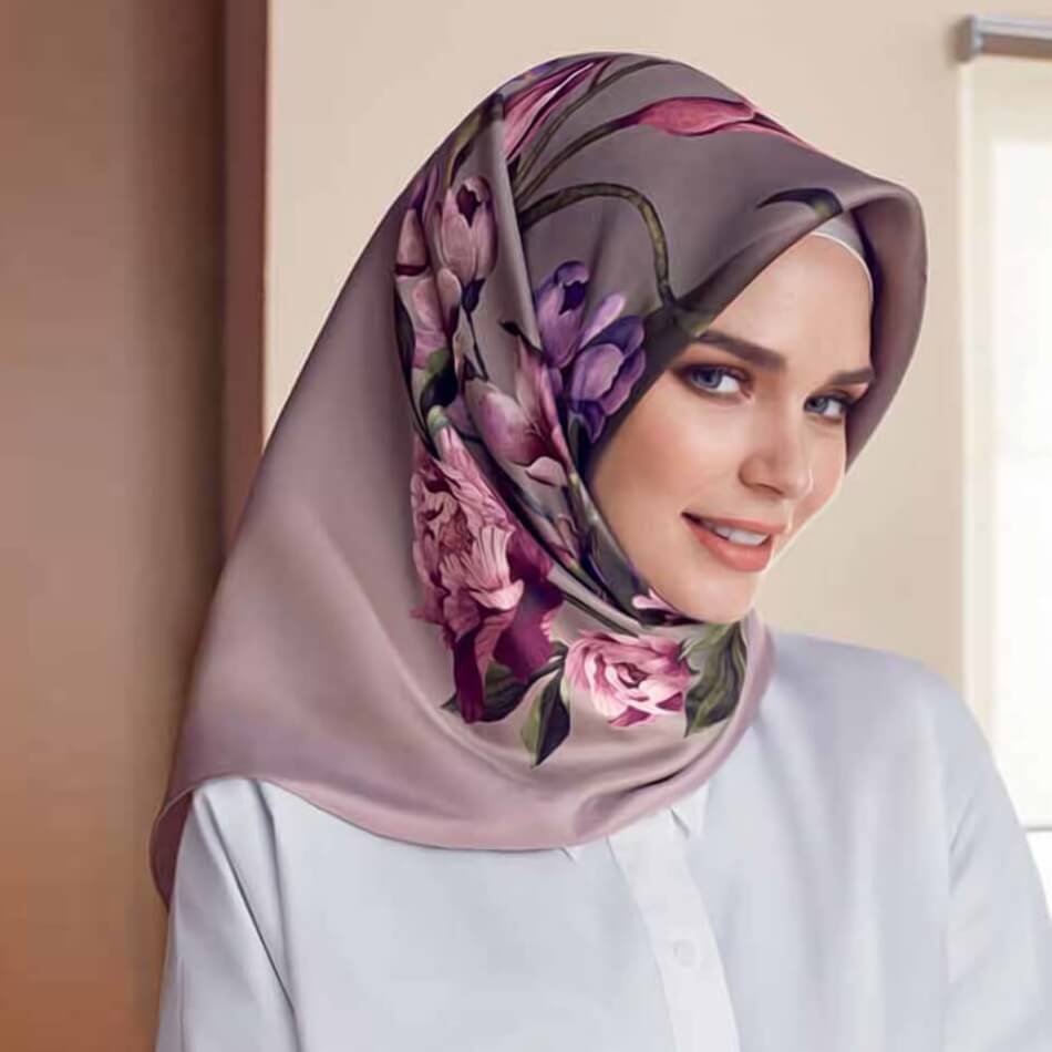 Armine Floral Silk Scarf Calia - Beautiful Hijab Styles