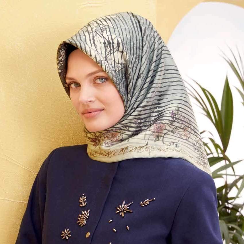 Armine Silk Screen Floral Silk Scarf No. 9 - Beautiful Hijab Styles
