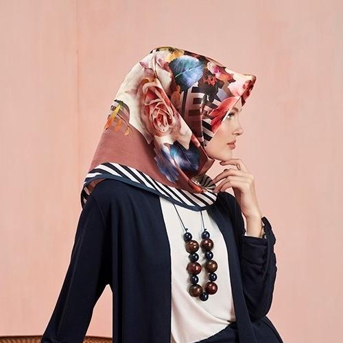 Armine Floral Silk Head Wrap Evita - Beautiful Hijab Styles