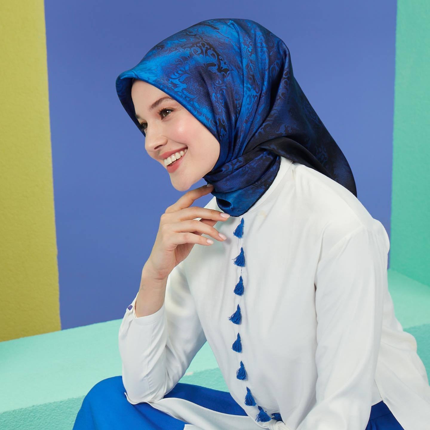 Armine Sapphire Luxe Silk Scarf No. 1 - Beautiful Hijab Styles