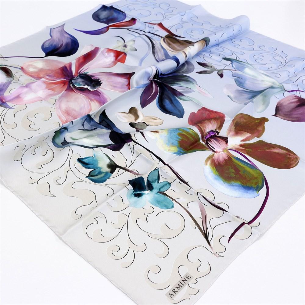 Armine Orchid Floral Silk Hair Wrap No. 87 - Beautiful Hijab Styles