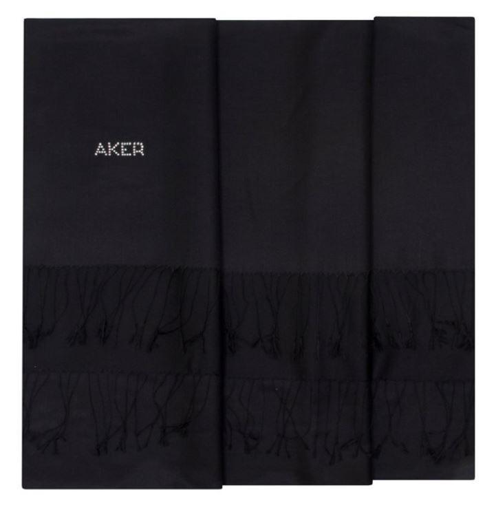 Aker&#39;s Stylish Black Silk Shawl with Swarovski Stone - Beautiful Hijab Styles