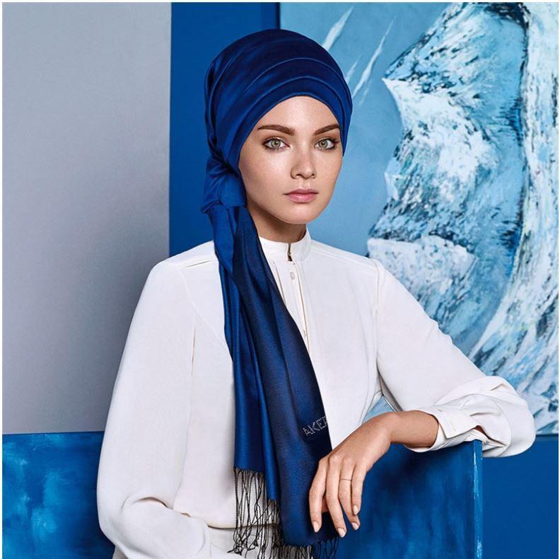 Aker Stylish Navy Blue Shawl for Women - Beautiful Hijab Styles