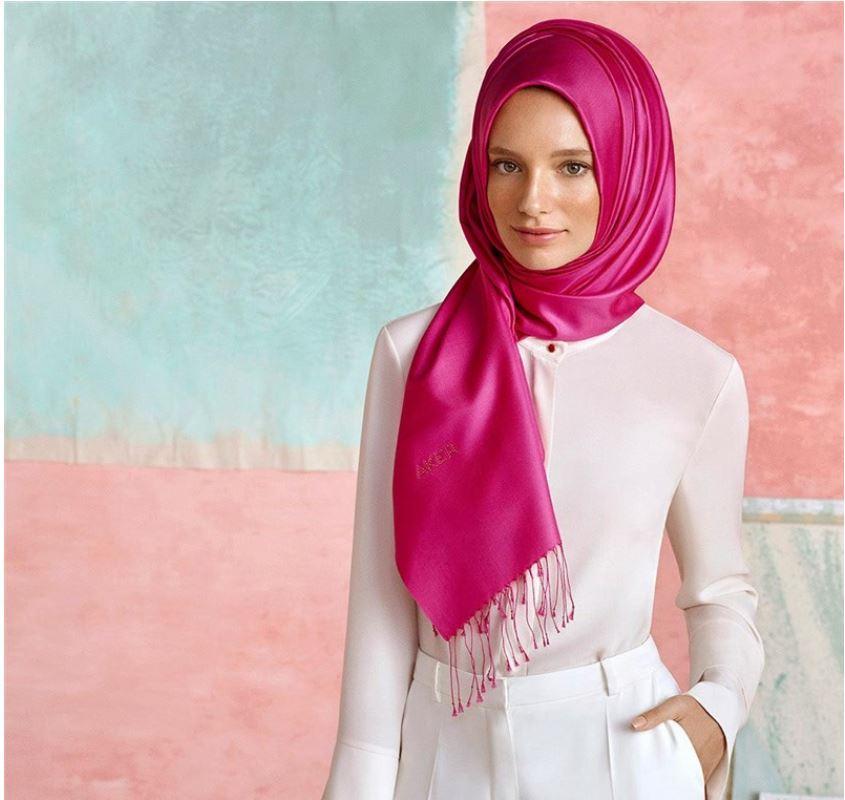 Aker Silk Shawl with Swarovski Stones - Hot Pink - Beautiful Hijab Styles