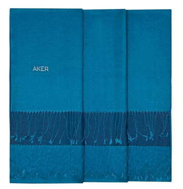 Aker Bi-Color Blue Silk Shawl Wrap - Cerulean - Beautiful Hijab Styles