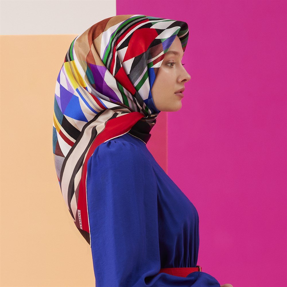 Armine Harlequin Square Silk Scarf No 1 - Beautiful Hijab Styles