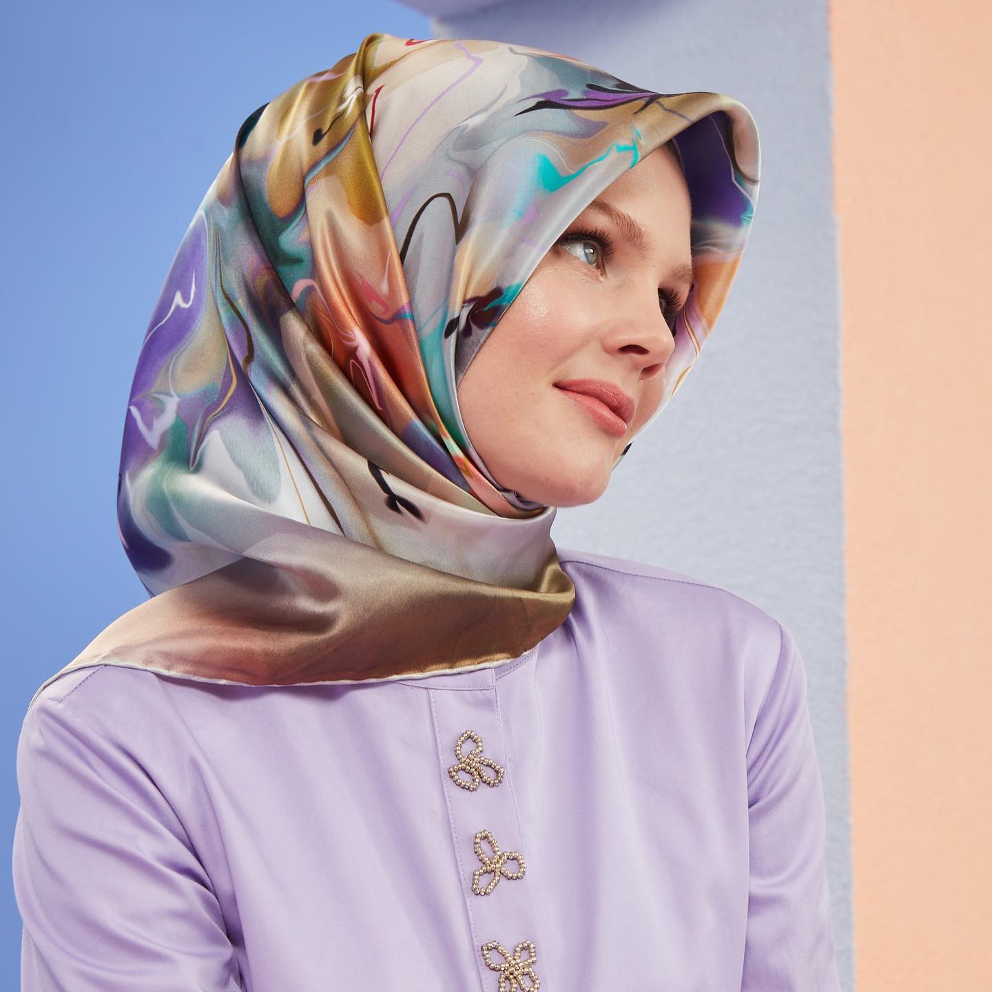 Armine Leila Floral Silk Scarf No. 01 - Beautiful Hijab Styles