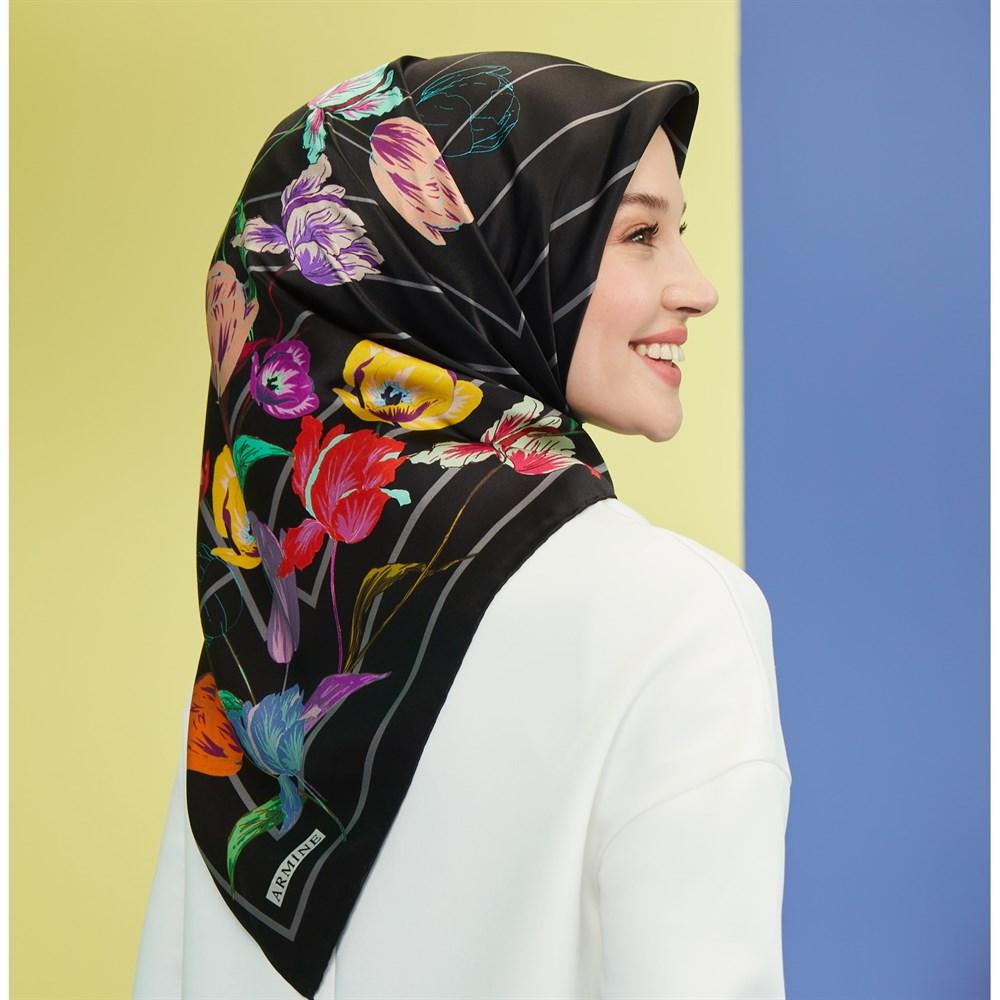 Armine Romanze Floral Silk Scarf No. 1 - Beautiful Hijab Styles
