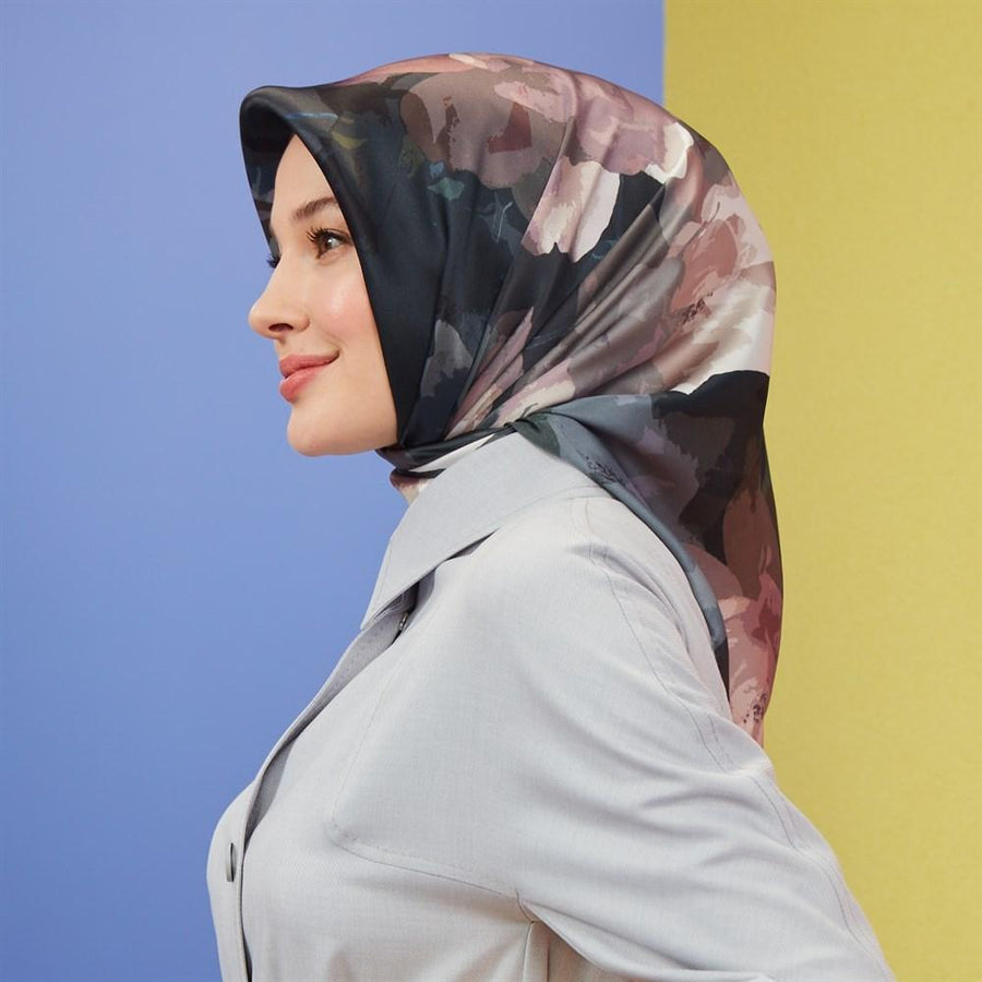 Armine Gardenia Floral Silk Scarf No. 1 - Beautiful Hijab Styles