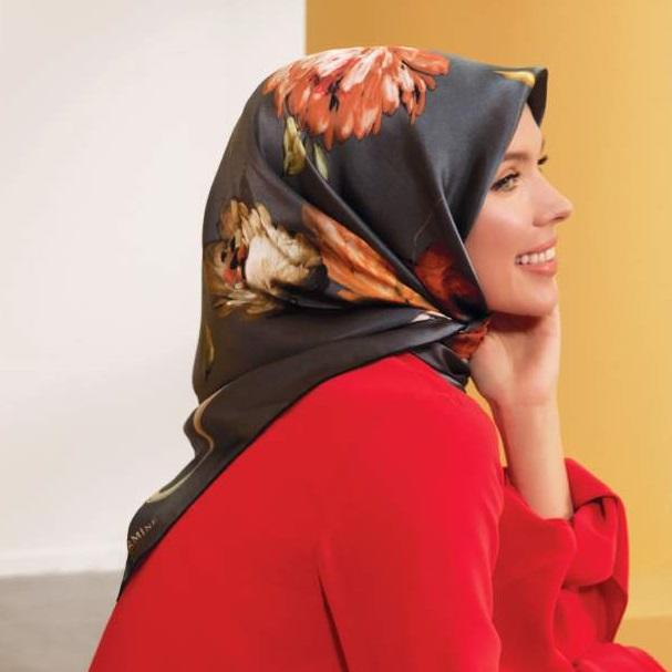 Armine Camellia Floral Silk Scarf No. 1 - Beautiful Hijab Styles