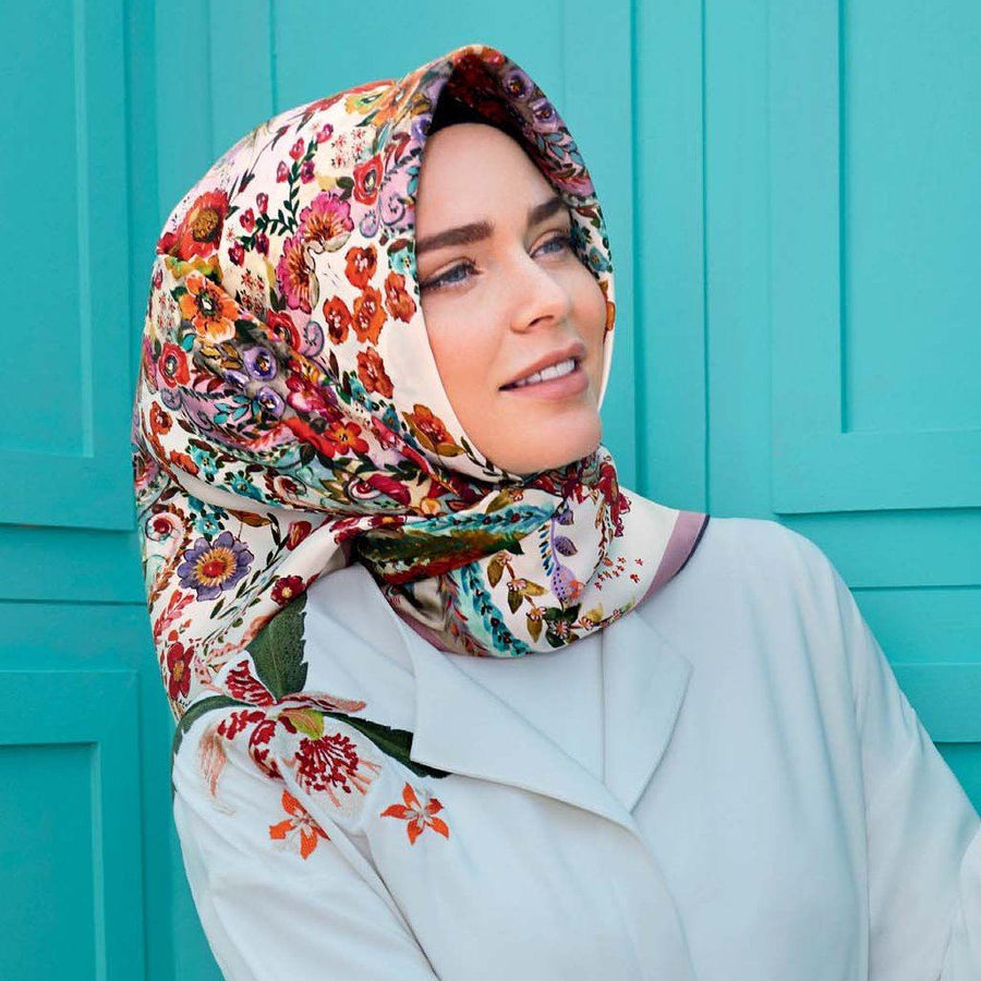 Armine : Allium Roseum Muslim Silk Twill Hijab - Beautiful Hijab Styles