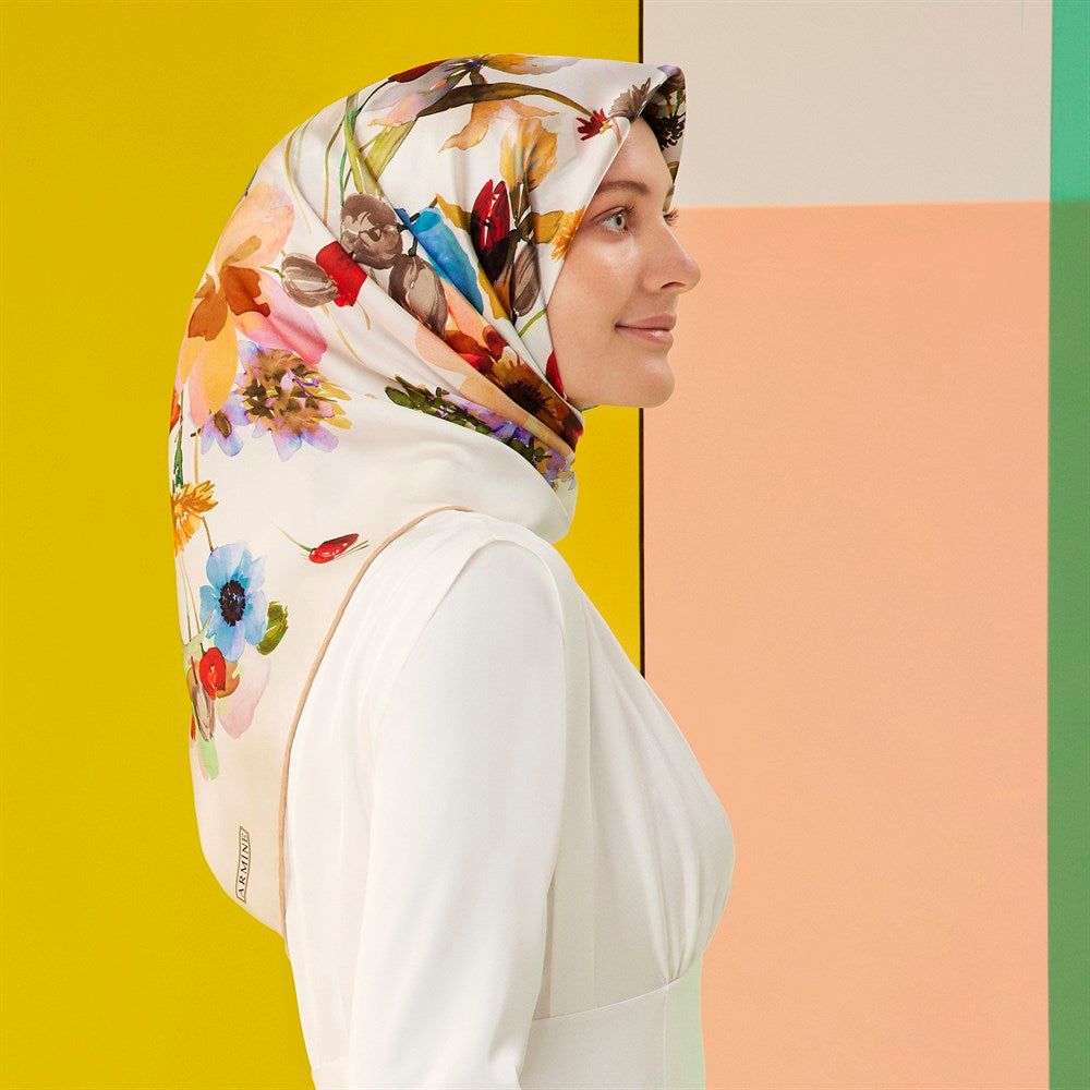Armine Potpourri Floral Silk Scarf No 1 - Beautiful Hijab Styles