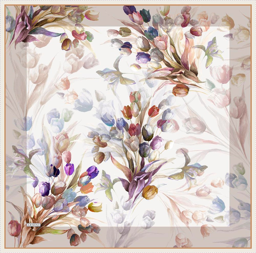 Armine Tulipa Floral Silk Scarf No 1 - Beautiful Hijab Styles