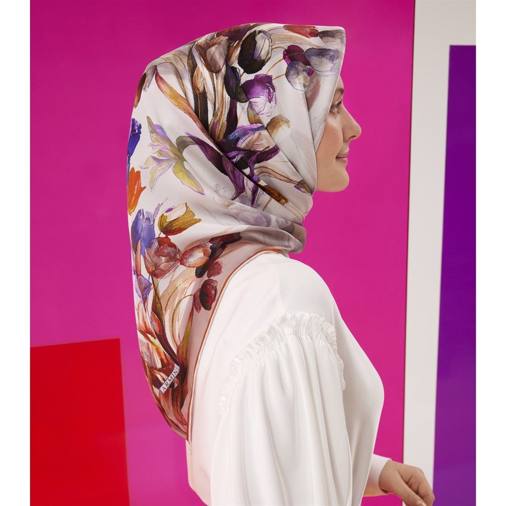 Armine Tulipa Floral Silk Scarf No 1 - Beautiful Hijab Styles
