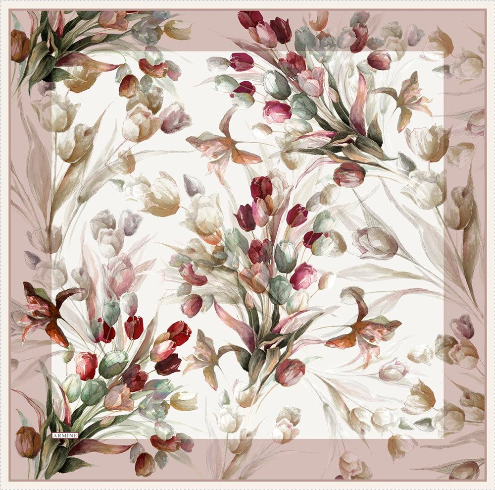 Armine TulipaFloral Silk Scarf No 4 - Beautiful Hijab Styles