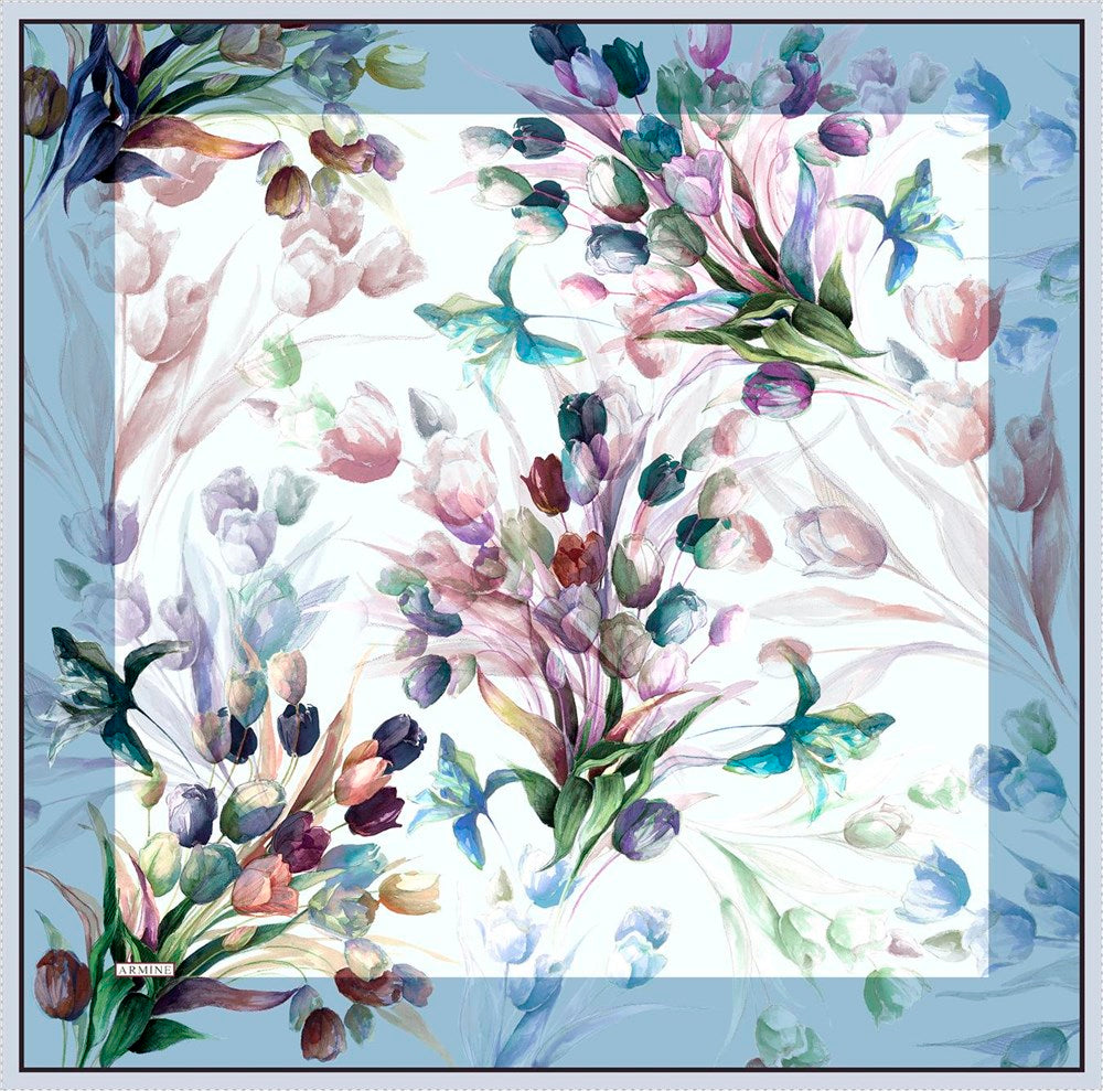 Armine Tulipa Floral Silk Scarf No 50 - Beautiful Hijab Styles
