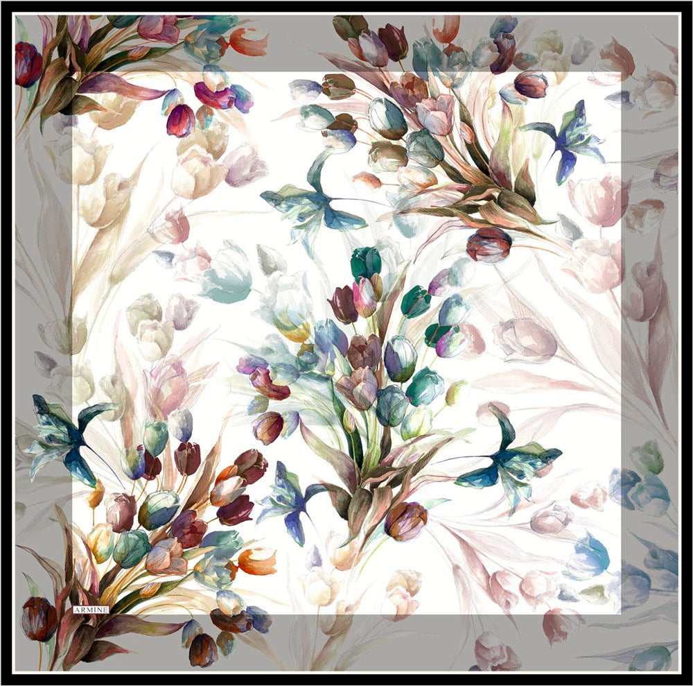 Armine Tulipa Floral Silk Scarf No 52 - Beautiful Hijab Styles