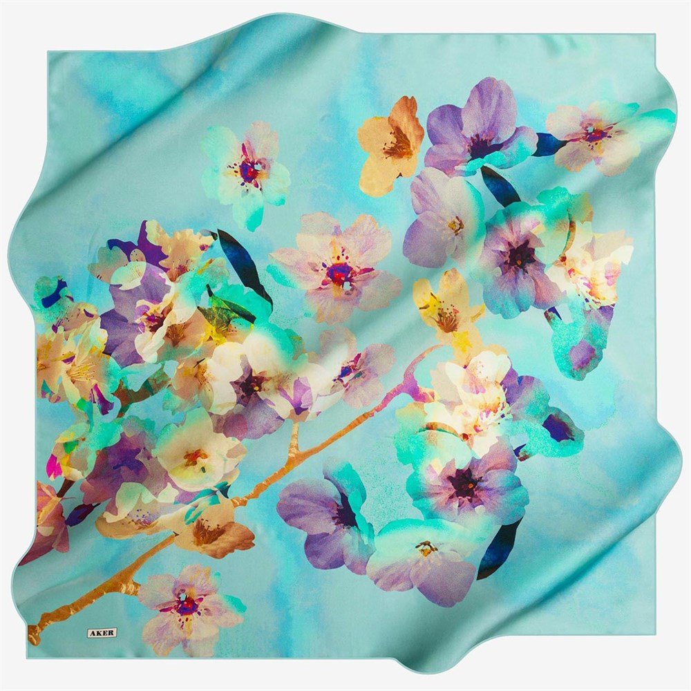 Aker Floral Silk Hair Wrap Anisha No 52 Silk Hijabs,Aker,Silk Scarves Aker 