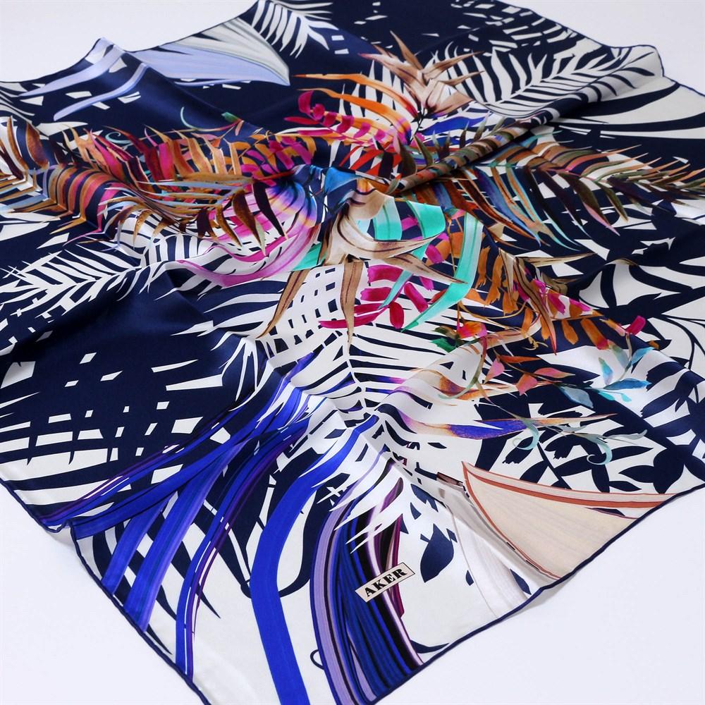 Aker Nature Blue Silk Scarf Neta - Beautiful Hijab Styles