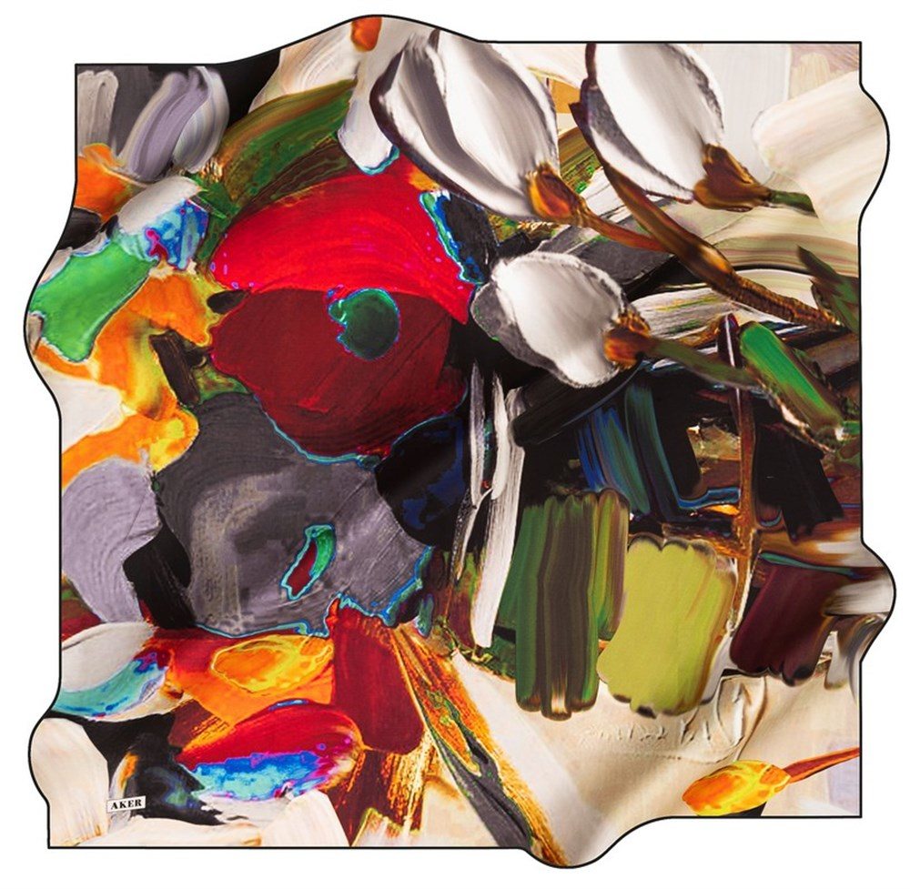 Aker Slyvie Floral Silk Hair Wrap No 11 Silk Hijabs,Aker,Silk Scarves Aker 