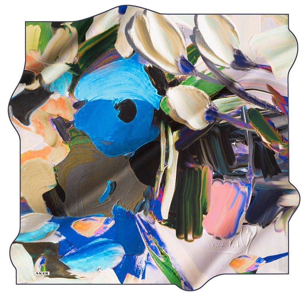 Aker Slyvie Floral Silk Hair Wrap No 22 Silk Hijabs,Aker,Silk Scarves Aker 