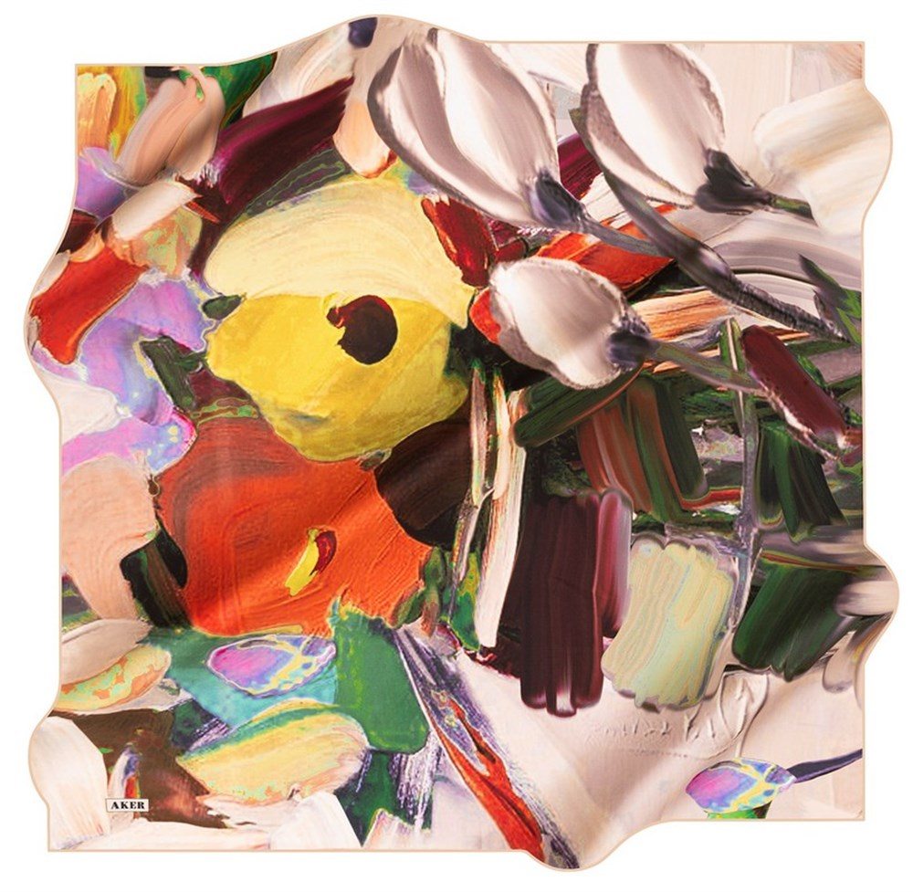 Aker Slyvie Floral Silk Hair Wrap No 61 Silk Hijabs,Aker,Silk Scarves Aker 