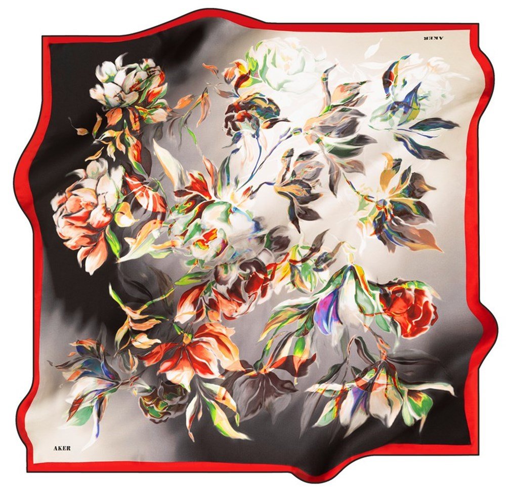 Aker Watercolor Blooms Silk Hair Wrap No 11 Silk Hijabs,Aker,Silk Scarves Aker 